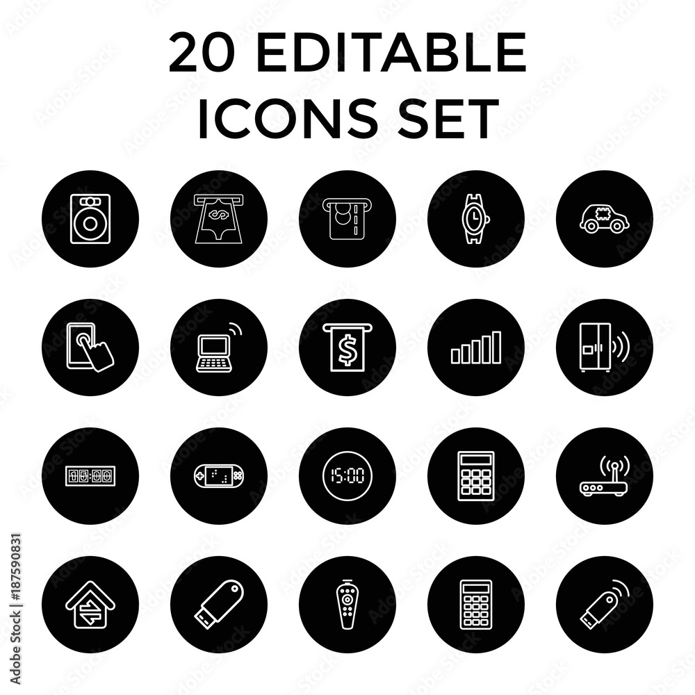 Electronic icons. set of 20 editable outline electronic icons Electronic icons. set of 20 editable outline electronic icons