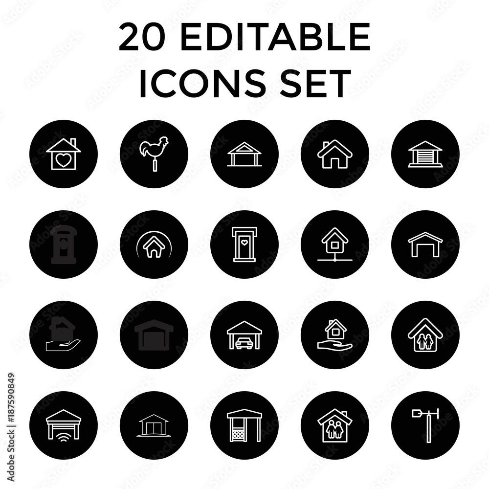 Roof icons. set of 20 editable outline roof icons Roof icons. set of 20 editable outline roof icons