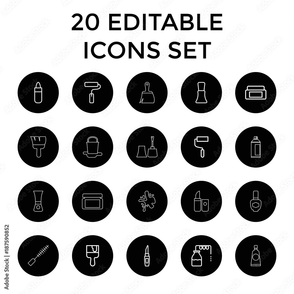 Paint icons. set of 20 editable outline paint icons Paint icons. set of 20 editable outline paint icons