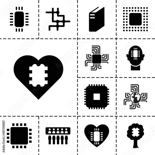 Cpu icons. set of 13 editable filled cpu icons