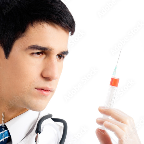 Doctor with syringe  isolated