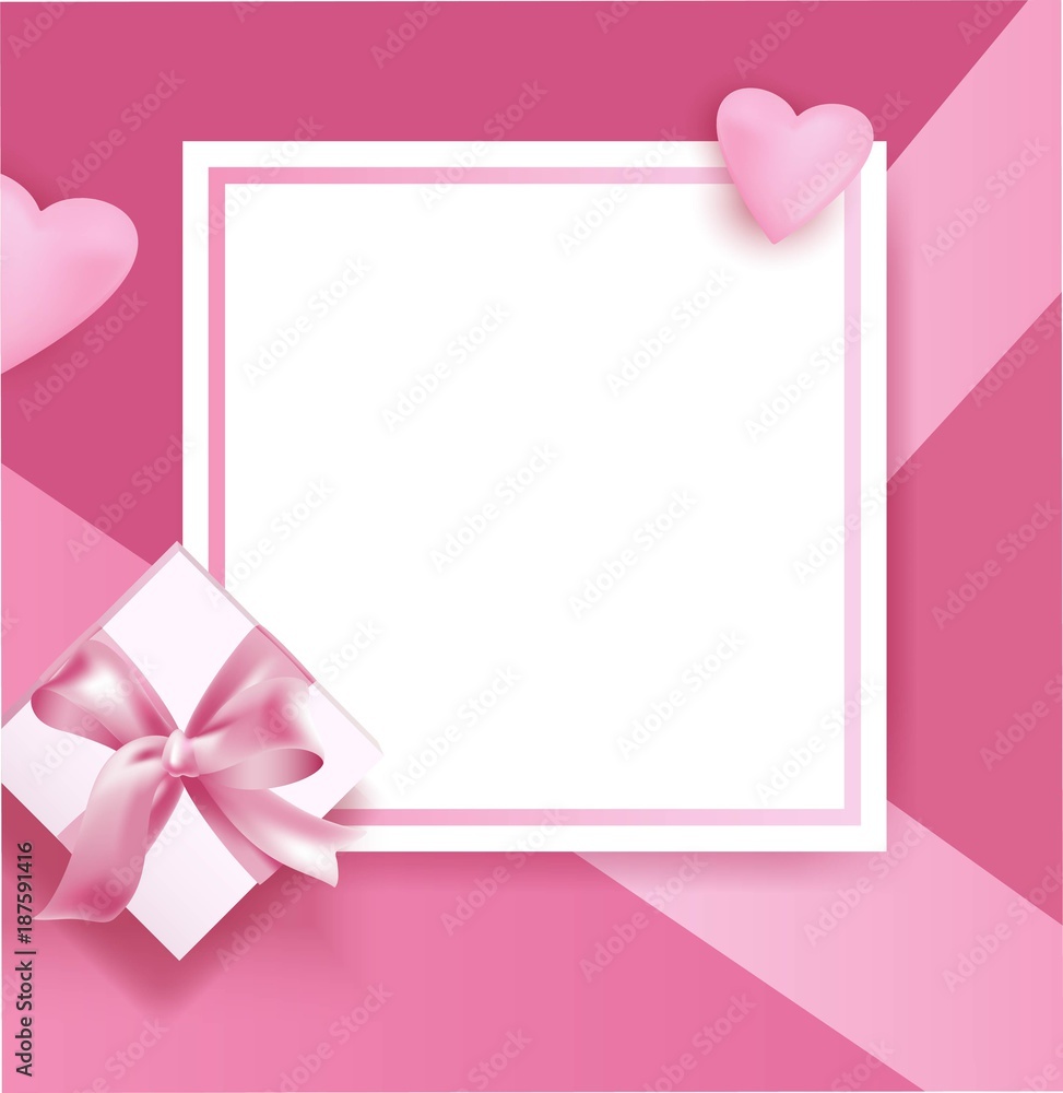 Romantic frame for Valentine day, poster template. Vector illustration