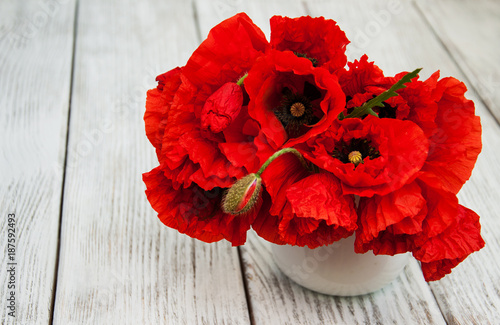 Red poppies in a vase