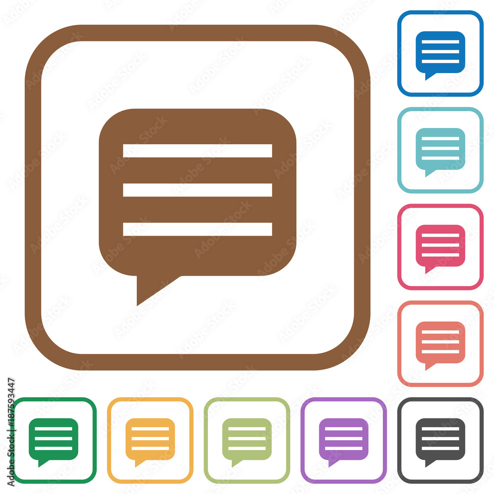Message box with rows simple icons Message box with rows simple icons