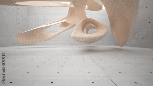Obraz na płótnie Empty dark abstract concrete and wood smooth interior. Architectural background. 3D illustration and rendering w salonie