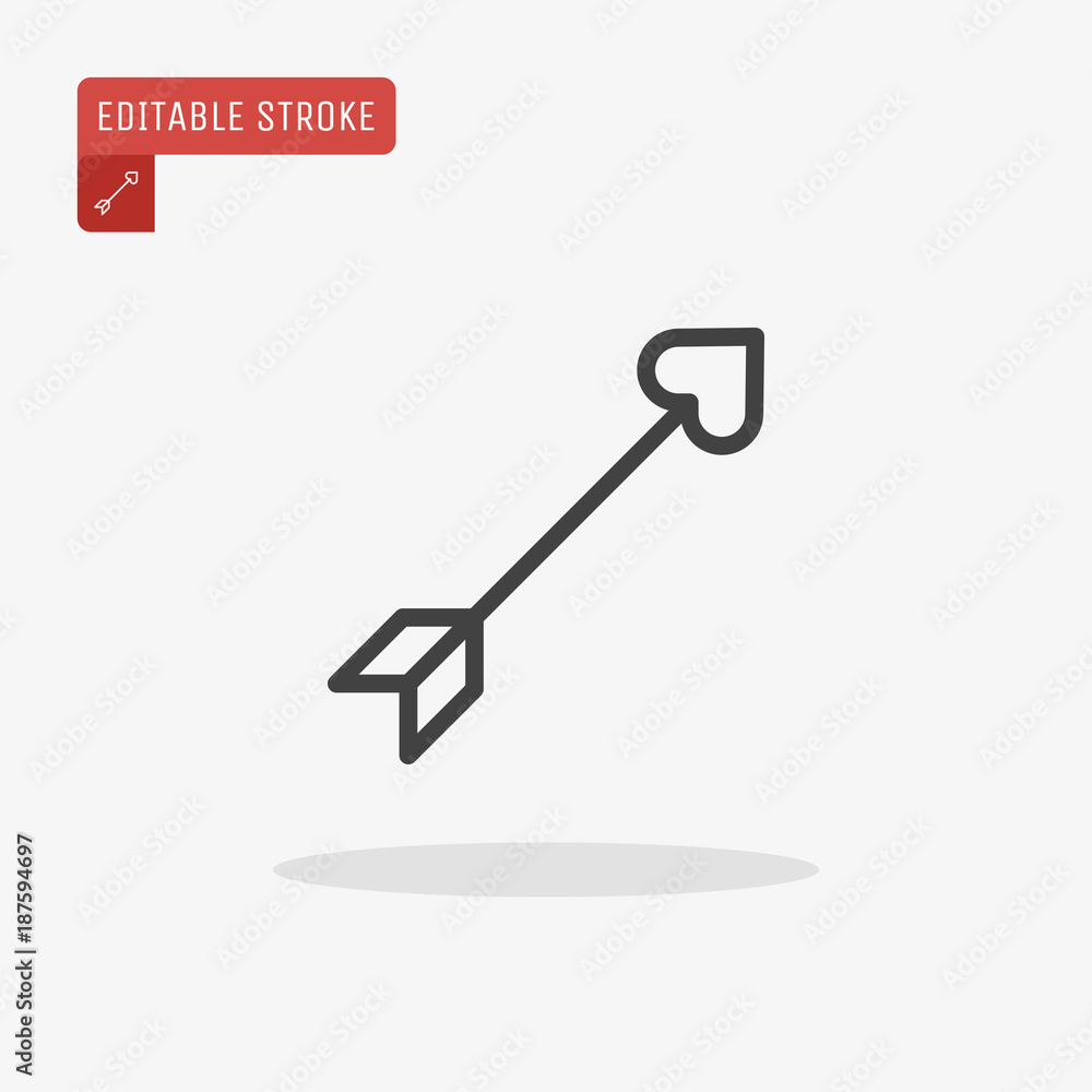 Outline cupid arrow icon isolated on grey background. Valentines day symbol. Editable stroke. Vector illustration. Eps10. Outline cupid arrow icon isolated on grey background. Valentines day symbol. Editable stroke. Vector illustration. Eps10.