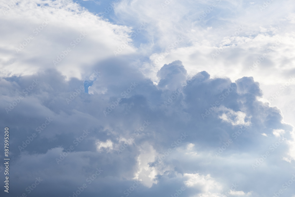 Blue sky background with Dark gray clouds at sunset. Blue sky background with Dark gray clouds at sunset.