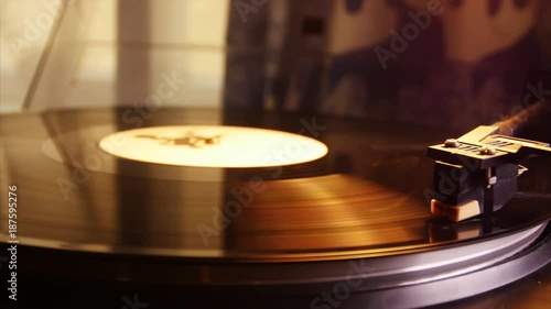 Vinyl Record is Rotating.Close Up