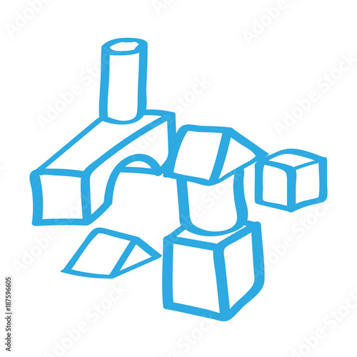 Handgezeichnete Bauklötze in blau