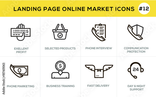 Flat line design concept icons for online shopping, website banner and landing page