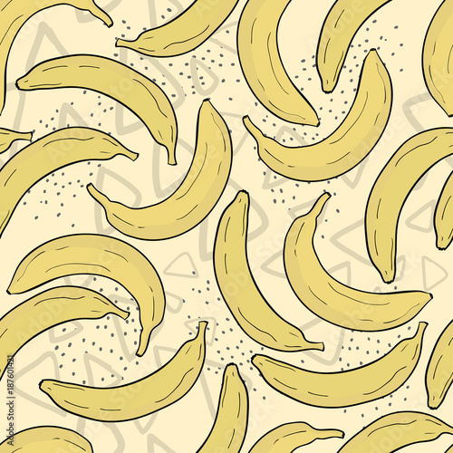 Seamless background with yellow bananas. Vector illustration.