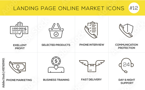 Flat line design concept icons for online shopping, website banner and landing page