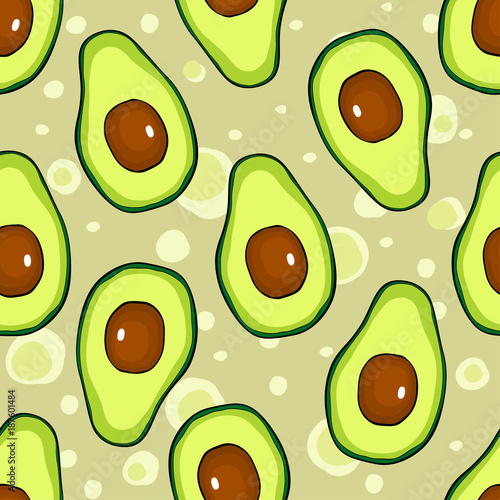 Seamless pattern with avocado