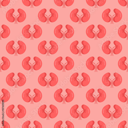 Doodle, hand drawn seamless pattern background with kidneys. 