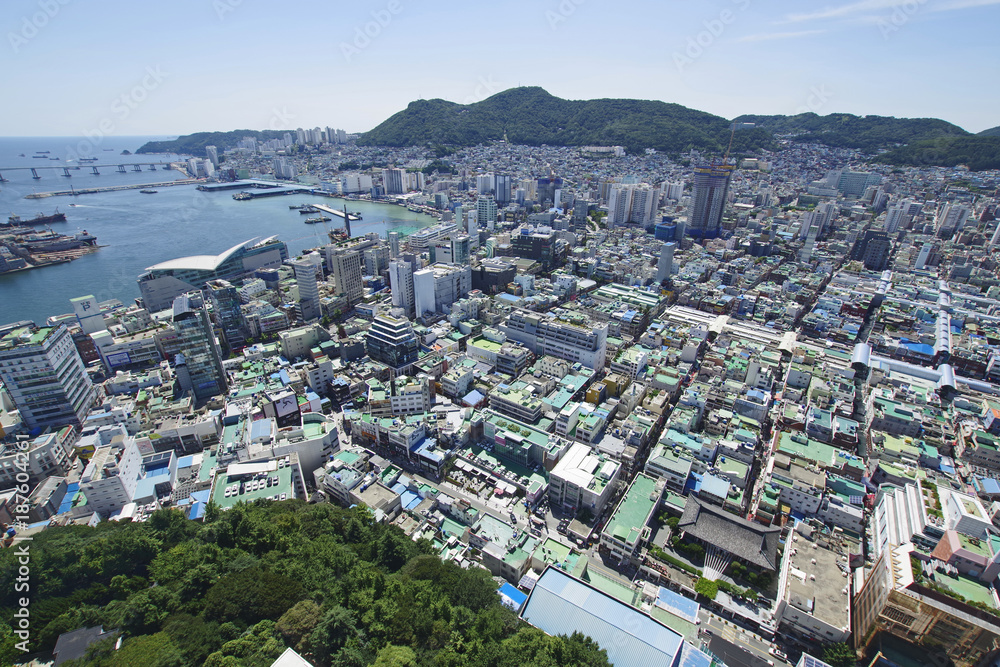 釜山タワーから見た釜山の街並み