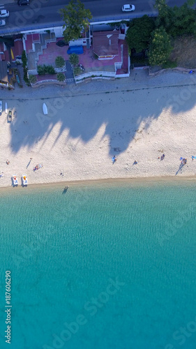 Beautiful aerial view of Soverato coastline and beaches in summer, Calabria - Italy
