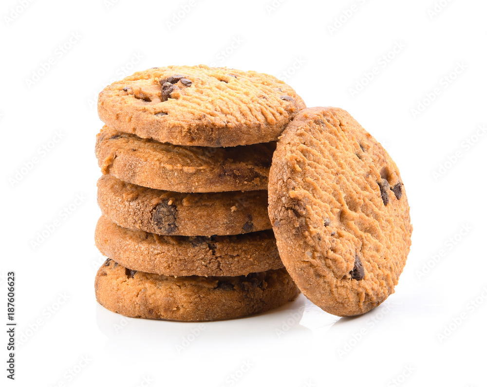 chocolate chip cookies on white background chocolate chip cookies on white background