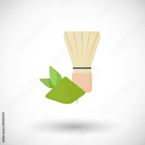 Whisk for matcha tea powder vector flat icon