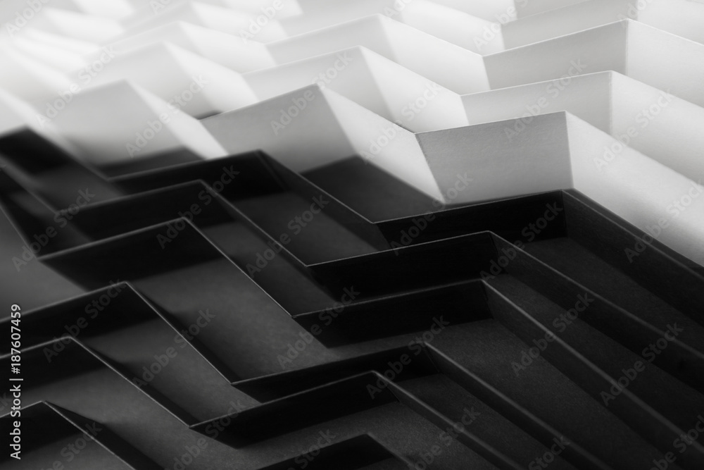 Fototapeta premium Czarno-białe tło z paskami papieru