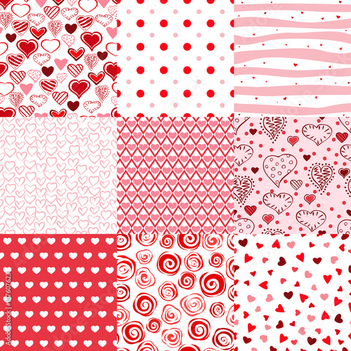Set seamless valentine's day pattern.