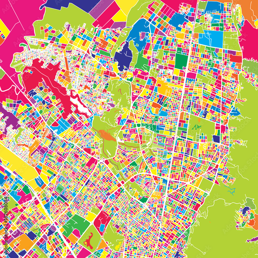 Bogotá, Colombia, colorful vector map