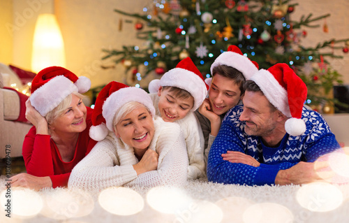 Smiling family at Christmas 