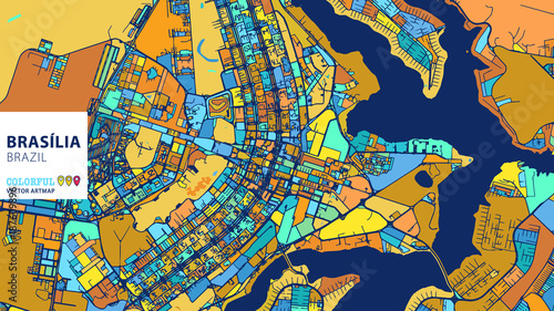 Brasília, Brazil, Colorful Vector Artmap