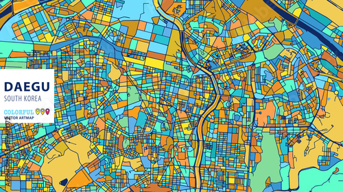 Daegu, Korea, South, Colorful Vector Artmap