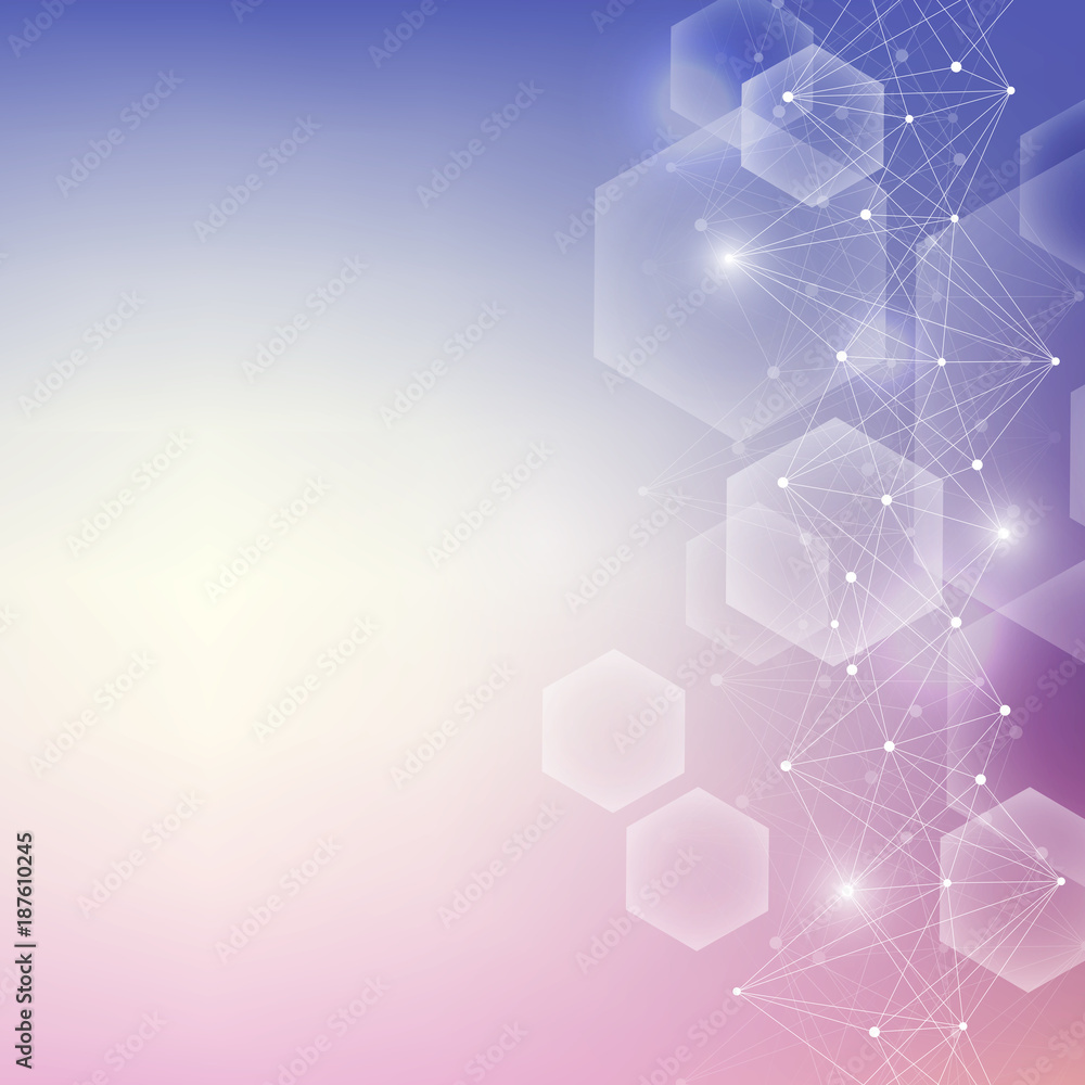 Geometric abstract background with connected line and dots. Structure molecule and communication. Big Data Visualization. Medical, technology, science background. Vector illustration. Geometric abstract background with connected line and dots. Structure molecule and communication. Big Data Visualization. Medical, technology, science background. Vector illustration.