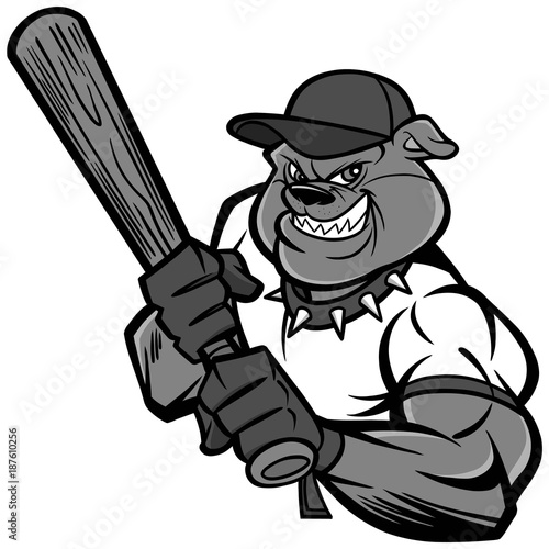 Bulldog Baseball Player Illustration - A vector cartoon illustration of a Bulldog Baseball Player.