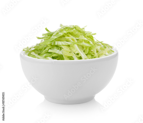 slice cabbage bowl on white background