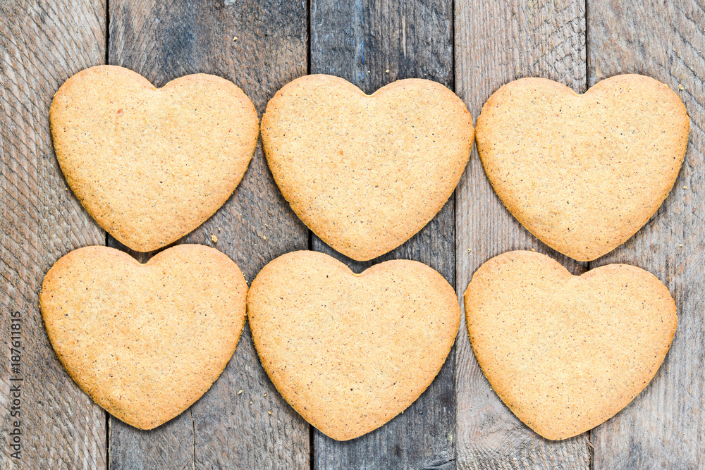cookies heart on wooden background cookies heart on wooden background