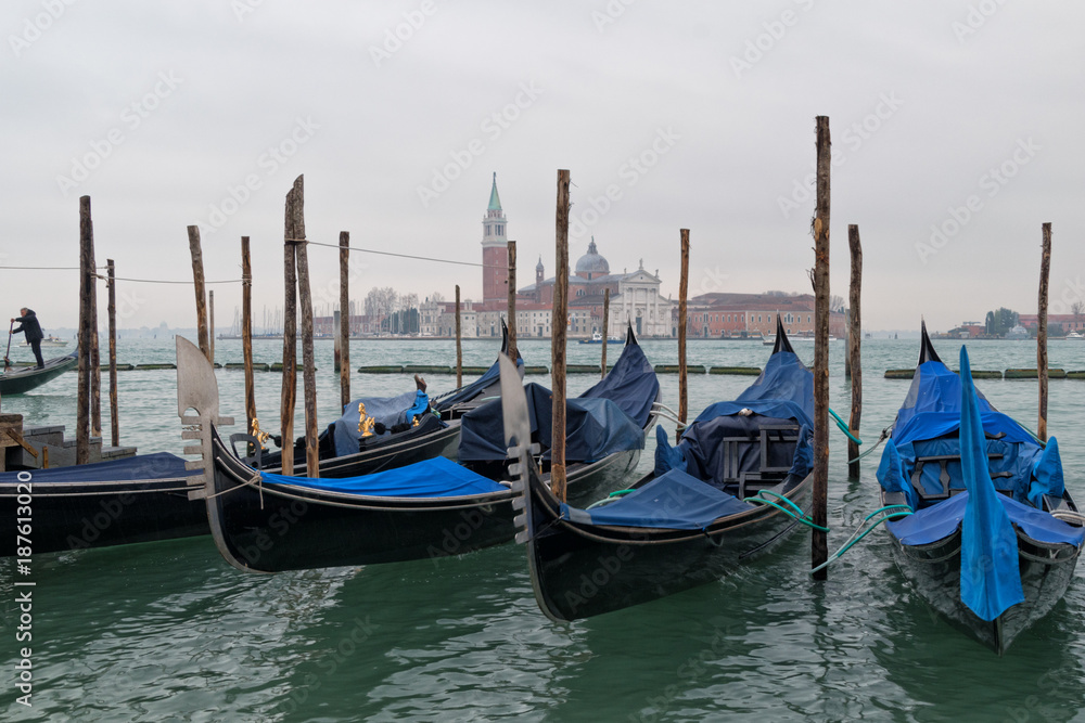 Gondolas in venice Lagoon , Italy 
