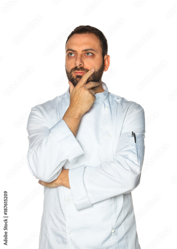 Young chef on white background. Young chef on white background.