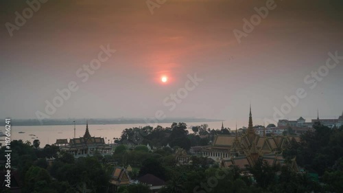 Wallpaper Mural Speed ramped time lapse over the National Palace in Phnom Penh Cambodia. Torontodigital.ca