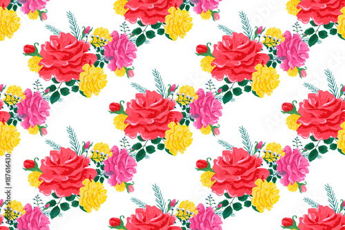Fototapeta Naklejka Na Ścianę i Meble -  rose cute seamless pattern66-01