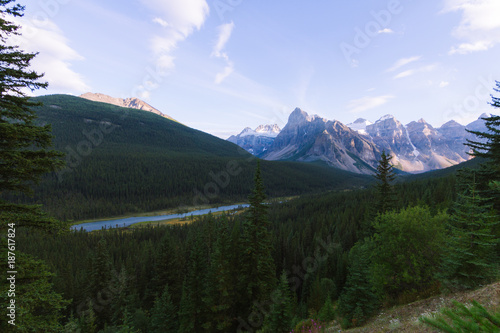 Scenic valley with river in Rocky Mountains in Canada during sunset © Martin Hossa