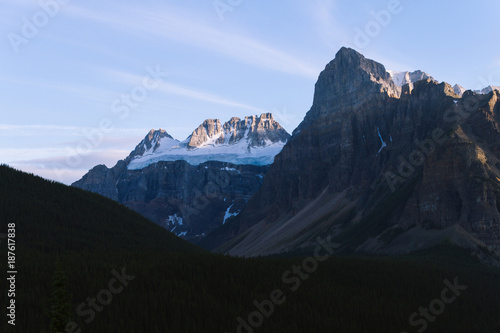 Scenic valley in Rocky Mountains in Canada during sunset