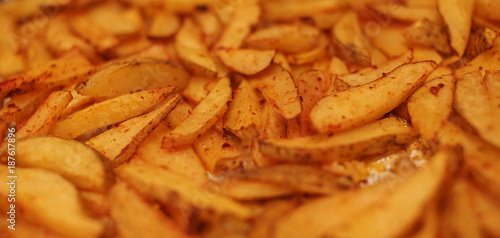 Close up of rustic french fries