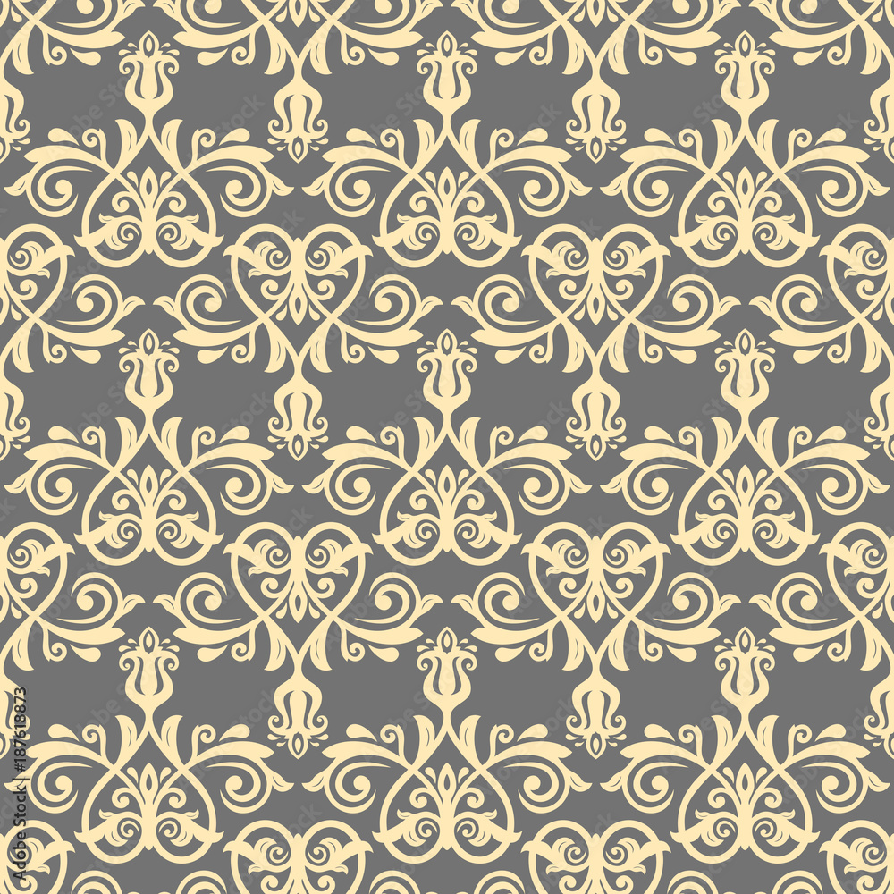 Damask classic golden pattern. Seamless abstract background with repeating elements. Orient background Damask classic golden pattern. Seamless abstract background with repeating elements. Orient background