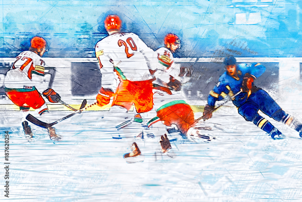 Obraz premium Professional hockey players