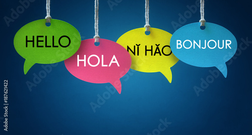 Foreign language communication speech bubbles photo