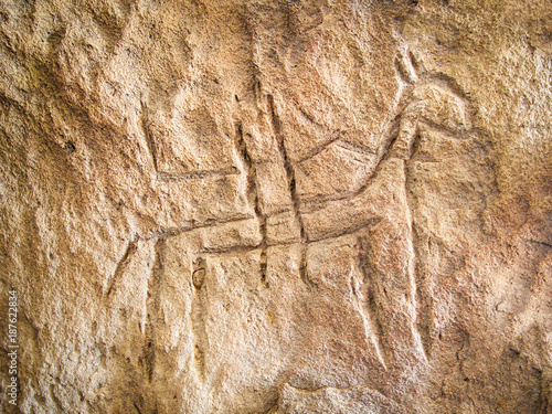 Real petroglyph in the Gobustan National Park, Azerbaijan