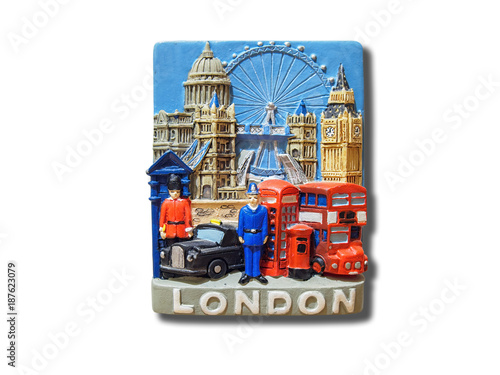 London (England, UK) souvenir refrigerator magnet isolated on white background