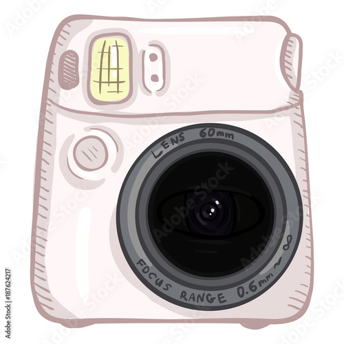 Vector Cartoon Instant Photo Camera. Front View.