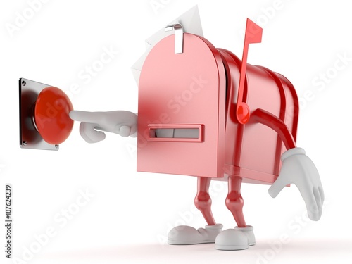 Mailbox character pushing button
