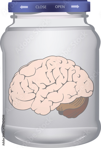 vasetto di vetro con chiusura ermetica con dentro cervello