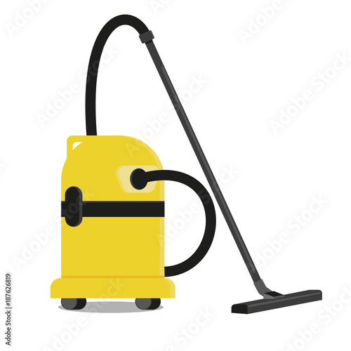 A beautiful yellow vacuum cleaner.