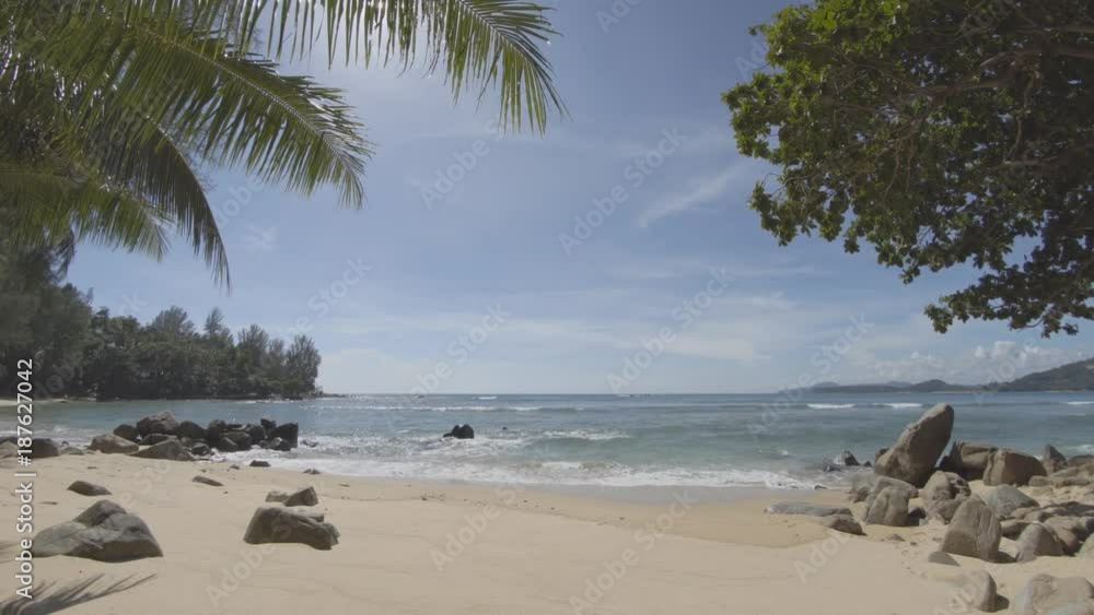 Small cozy sandy tropical beach without people. Thailand, Phuket Small cozy sandy tropical beach without people. Thailand, Phuket