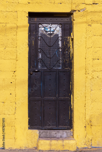 Colorful door Latin American architecture, Guatemala, Central America.